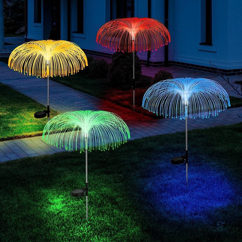 SET 2 x Lampa Solara Gradina Tip Palmier/Meduza RGB - imagine 4