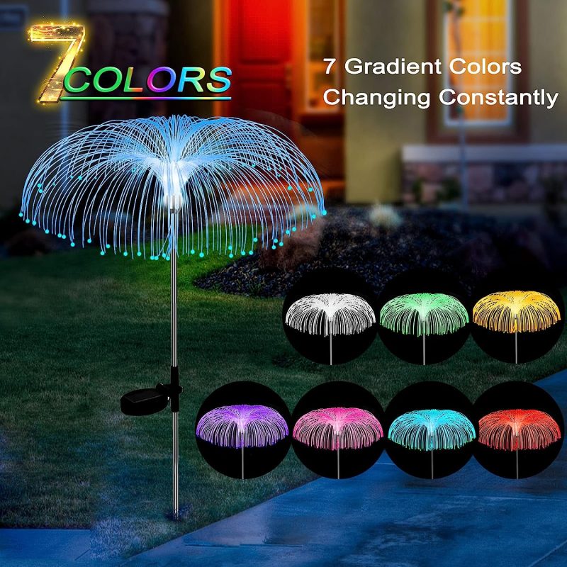 SET 2 x Lampa Solara Gradina Tip Palmier/Meduza RGB
