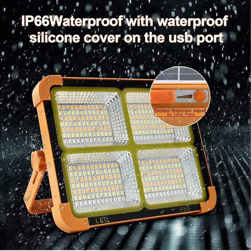 Proiector Led cu Panou Solar incorporat 500W, 3 moduri de lumina si Functie Stroboscop, 12000Ah, IP65/IP66, 6500K, A++, -30C, 50,000h,Lithium - imagine 2