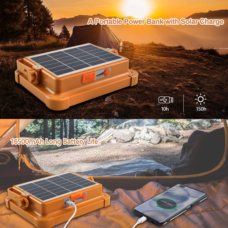 Proiector Led cu Panou Solar incorporat 500W, 3 moduri de lumina si Functie Stroboscop, 12000Ah, IP65/IP66, 6500K, A++, -30C, 50,000h,Lithium - imagine 3