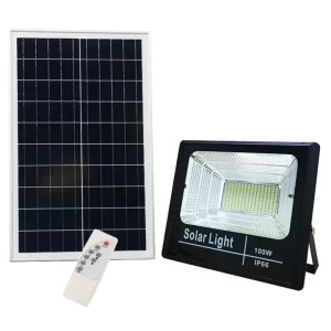Proiector LED exterior De 100W cu panou solar, telecomanda cu functii multiple