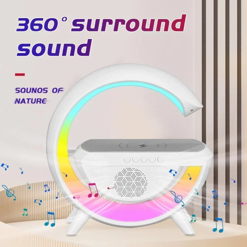 Statie incarcare wireless 3 in 1 cu lampa RGB si boxa bluetooth - imagine 7