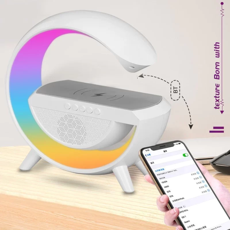 Statie incarcare wireless 3 in 1 cu lampa RGB si boxa bluetooth - imagine 5