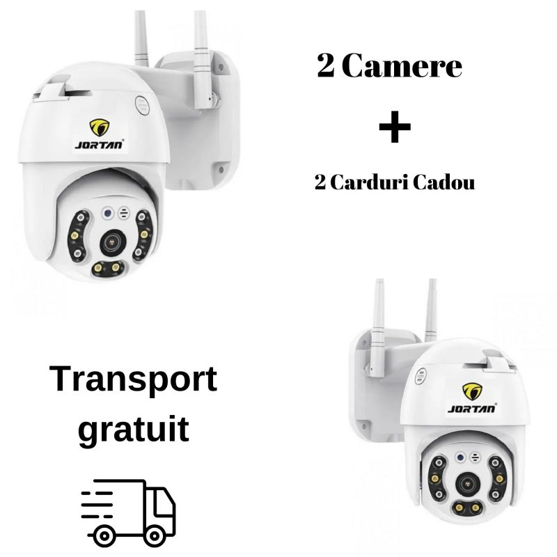 Pachet 2 x Camere de supraveghere Jortan wifi Ip + 2 Carduri Cadou  32Gb