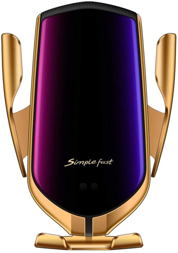 Suport auto, Incarcare Wireless 10W, Senzor inteligent, Auriu - imagine 2
