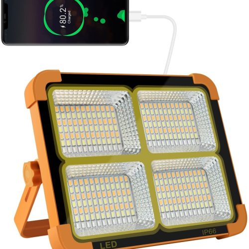 Proiector Led cu Panou Solar incorporat 500W, 3 moduri de lumina si Functie Stroboscop, 12000Ah, IP65/IP66, 6500K, A++, -30C, 50,000h,Lithium
