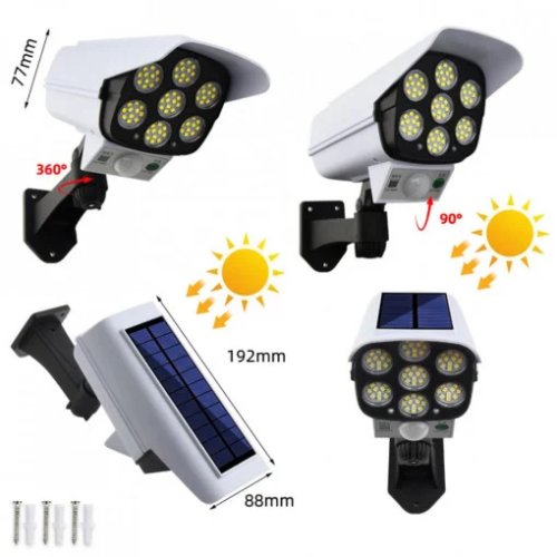Pachet 3x Camera Falsa De Securitate 2 in 1 Cu Proiector Solar Si Senzor De Miscare