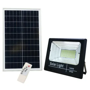 Proiector LED exterior De 100W cu panou solar, telecomanda cu functii multiple