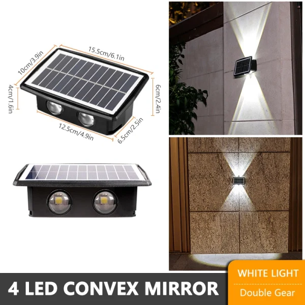 Set x2 Lampi Solare de perete cu 4 lampi Lupa Super luminoase pentru Gradina sau Casa - imagine 3