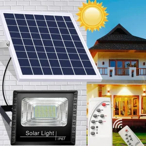 Proiector LED exterior De 200W cu panou solar, telecomanda cu functii multiple
