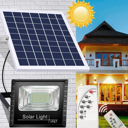 Proiector LED exterior De 200W cu panou solar, telecomanda cu functii multiple