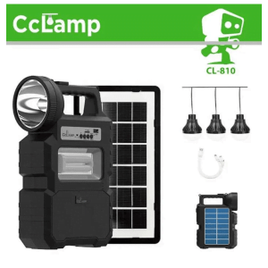 Kit solar portabil CCLAMP CL-810, cu 3 becuri incluse, Radio FM si Bluetooth