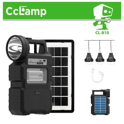Kit solar portabil CCLAMP CL-810, cu 3 becuri incluse, Radio FM si Bluetooth