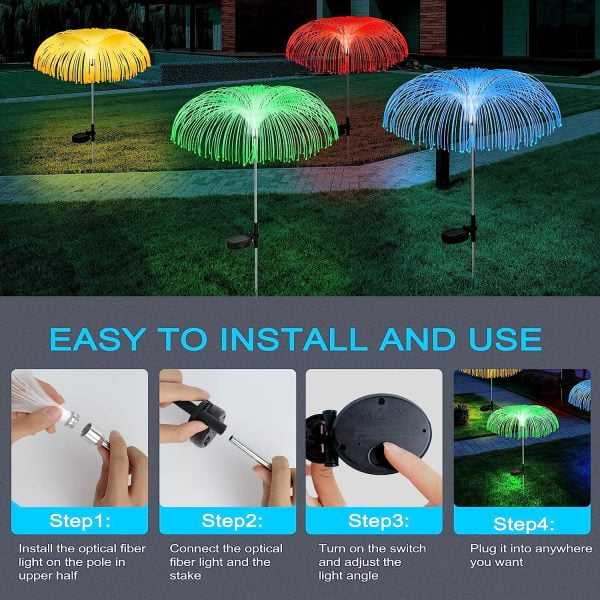 SET 2 x Lampa Solara Gradina Tip Palmier/Meduza RGB - imagine 7