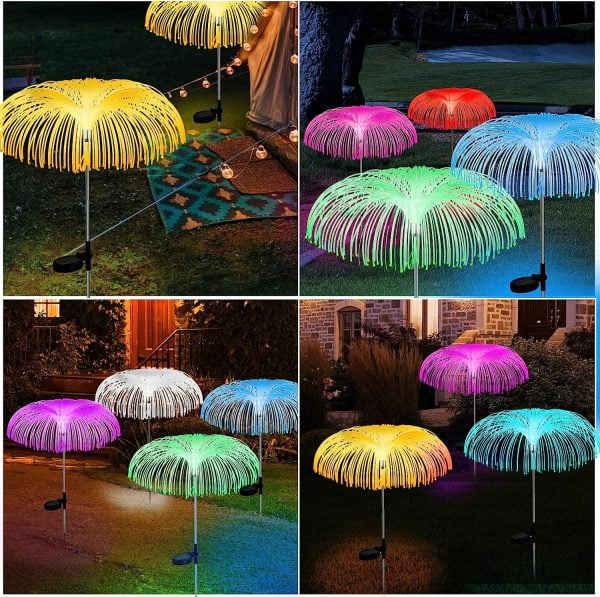 SET 2 x Lampa Solara Gradina Tip Palmier/Meduza RGB - imagine 2