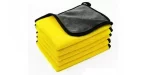 Set 5 x Lavete Microfibra pentru Lustruit 30cm x 30cm - Galbena cu Gri