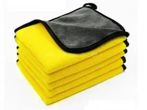 Set X5 Lavete Microfibra pentru Lustruit 30cm x 30cm - Galbena cu Gri