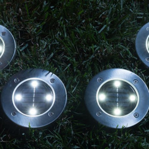Set 4X Lampi Solare Pentru Sol cu 4 LED